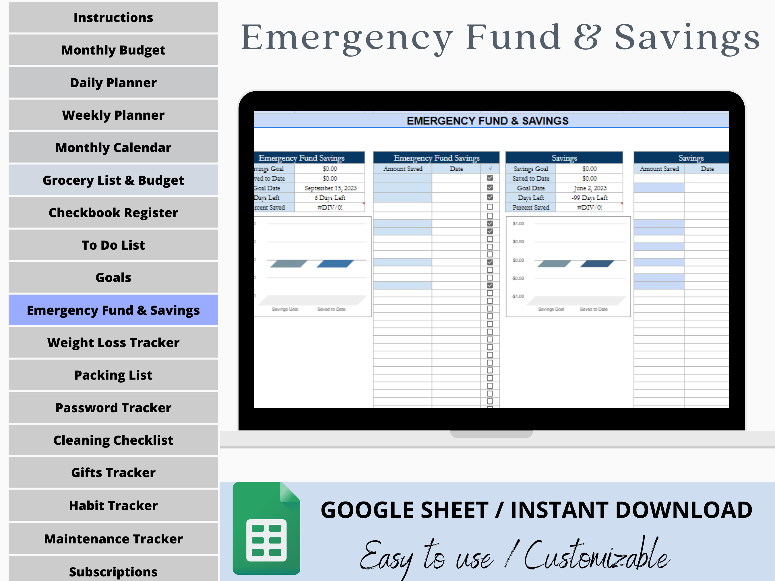 Google Sheets Weekly Digital Planner